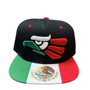 Wynn Headwear Mens Snapback Cap Mexico Flag Eagle Embroidered Black Green Red